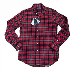 Polo Ralph Lauren Red Black Plaid Long Sleeve Collared Shirt NWT Small Flannel